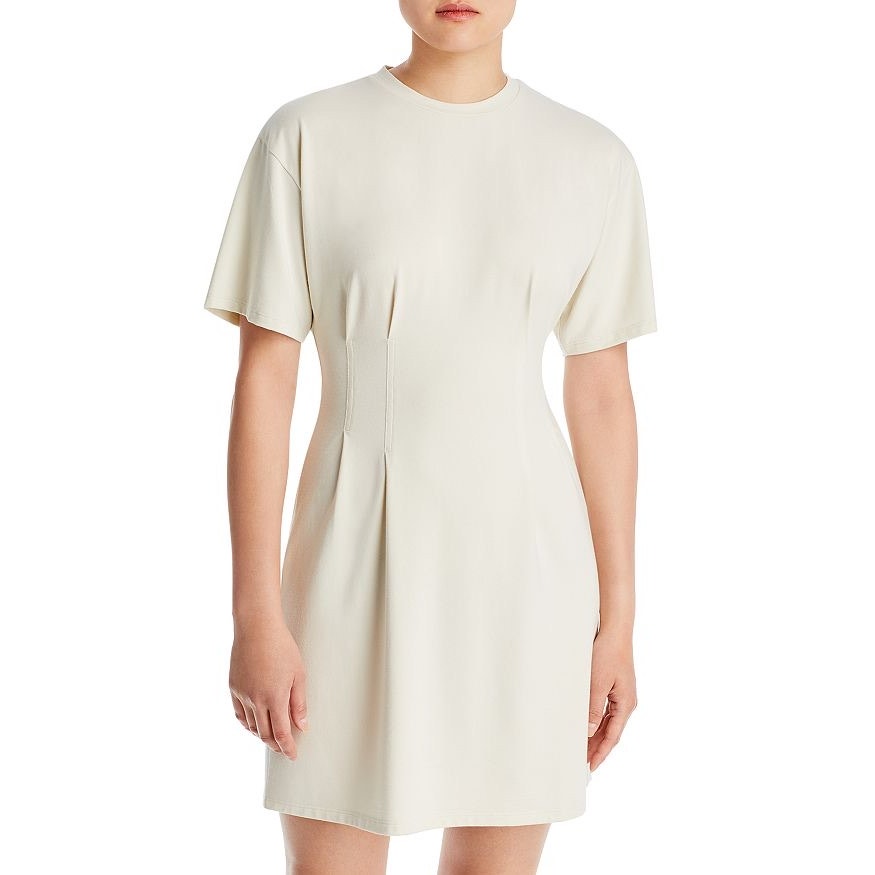 Theory Cream Corset Tee Short Sleeve Crewneck Mini Dress Size P Nwt